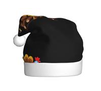 WHJDPP Une dinde rôtie sur un feu de camp Image Chapeaux de Noël en peluche pour hommes et femmes, chapeaux de Noël pour adultes pour le Nouvel An