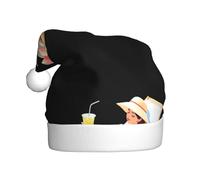 WHJDPP Une femme prend un repos sur une image inclinable Chapeaux de Noël en peluche pour hommes et femmes, chapeaux de Noël pour adultes pour le Nouvel An