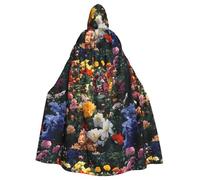 WHJDPP Une mer de fleurs en compétition pour la beauté Halloween Cape à capuche pour adulte sans fermeture éclair, confortable et durable pour les jeux de rôle