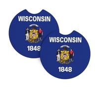 Whjdpp Wisconsin Lot de 2 porte-gobelets pour intérieur de voiture Motif drapeau de l'État du Wisconsin Imperméable et rapide pour voitures, camions, SUV et navires