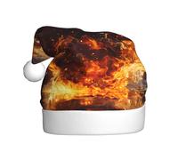 WHJHBD Basketball on Fire and Water Flame Splashing Printed Men's and Women Plush Christmas Hats Adult New Year Holiday Party Caps