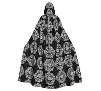 WHJHBD Cape à capuche pour adulte avec nœud papillon et motif imprimé en dentelle pour Halloween, fêtes costumées, cosplay