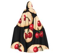 WHJHBD Cape à capuche pour adulte avec nœud papillon - Motif cerise rouge sur cookies