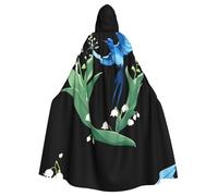 WHJHBD Cape à capuche pour adulte avec nœud papillon - Motif hirondelle bleue sous le muguet