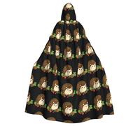WHJHBD Cape à capuche pour adulte avec nœud papillon - Motif petit hérisson - Imprimé verger