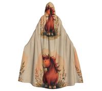 WHJHBD Cape à capuche pour adulte avec nœud papillon - Poney avec crinière rouge - Pour Halloween et cosplay