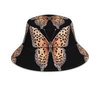 WHJHBD Chapeau bob réfléchissant imprimé léopard papillon pour homme et femme pour voyage, camping, activités de plein air, noir