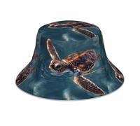 WHJHBD Chapeau bob réfléchissant imprimé petite tortue pour homme et femme pour voyage, camping, activités de plein air, noir