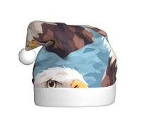 WHJHBD Chapeau de Noël en peluche imprimé aigle à tête blanche américain pour hommes et femmes, chapeaux de Noël pour adultes pour le Nouvel An