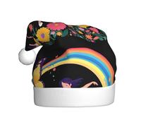 WHJHBD Chapeaux de Noël en peluche pour homme et femme avec inscription « Little Girl dancing under the rainbow »