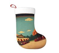 WHJHBD Chaussette de Noël vintage avec impression de fond de cirque - Accessoire décoratif moelleux et doux pour une utilisation en vrac par les femmes et les hommes