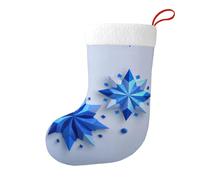 Whjhbd Chaussettes de Noël décoratives imprimées étoiles bleues et flocons de neige pour remplir de petits cadeaux tels que des bonbons et des petits jouets