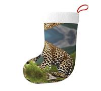 Whjhbd Chaussettes de Noël décoratives imprimées léopard de montagne pour remplir de petits cadeaux tels que des bonbons et des petits jouets
