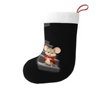 Whjhbd Chaussettes de Noël décoratives imprimées Little Mouse On The Stairs pour remplir de petits cadeaux tels que des bonbons et des petits jouets