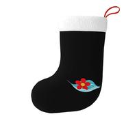 Whjhbd Chaussettes de Noël décoratives imprimées petites fleurs rouges dans les vagues pour remplir de petits cadeaux tels que des bonbons et des petits jouets
