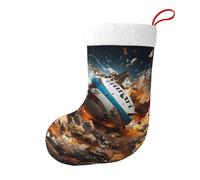 Whjhbd Chaussettes de Noël décoratives imprimées Rugby On Fire pour remplir de petits cadeaux tels que des bonbons et des petits jouets