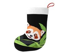 Whjhbd Chaussettes décoratives de Noël avec motif panda rouge entouré de feuilles de bambou pour remplir de petits cadeaux tels que des bonbons et des petits jouets