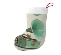 Whjhbd Chaussettes décoratives de Noël imprimées Gramophone printanier pour remplir de petits cadeaux tels que des bonbons et des petits jouets