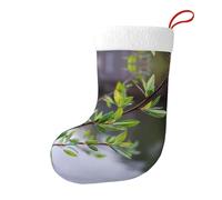 Whjhbd Chaussettes décoratives de Noël imprimées jeunes feuilles fraîches pour remplir de petits cadeaux tels que des bonbons et des petits jouets