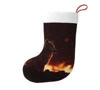 Whjhbd Chaussettes décoratives de Noël imprimées loups en flammes pour remplir de petits cadeaux tels que des bonbons et des petits jouets