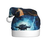 WHJHBD Drones in the Starry Sky Printed Men's and Women Plush Christmas Hats Adult New Year Holiday Party Caps