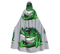 WHJHBD Gator Cape à capuche pour adulte avec nœud papillon pour fête costumée, cosplay Vert