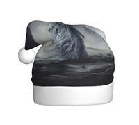 WHJHBD Ghost by the dead tree Printed Men's and Women Plush Christmas Hats Adult New Year Holiday Party Caps