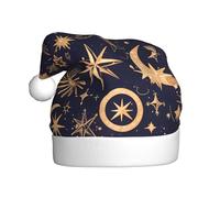 WHJHBD Golden Stars In The Night Sky Printed Hommes et Femmes Chapeau de Noël en Peluche Adulte Nouvel An Vacances Fête Casquettes