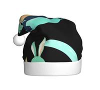 WHJHBD Jade Rabbit on the planet Printed Men's and Women Plush Christmas Hats Adult New Year Holiday Party Caps