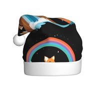 WHJHBD Little Fox at Rainbow Falls - Chapeaux de Noël en peluche pour homme et femme - Pour adulte - Nouvel An