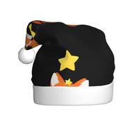 WHJHBD Little Fox Counting Stars Printed Men's and Women Plush Christmas Hats Adult New Year Holiday Party Caps