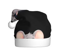 WHJHBD Little Mouse eating star cookies Printed Men's and Women Plush Christmas Hats Adult New Year Holiday Party Caps