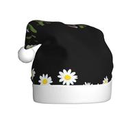 WHJHBD Little Mouse Looking Up at Daisy Printed Men's and Women Plush Christmas Hats Adult New Year Holiday Party Caps