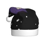 WHJHBD Little Purple House Under the Starry Sky Printed Men's and Women Plush Christmas Hats Adult New Year Holiday Party Caps