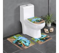 WHJHBD Lovely Little Dinosaur Lot de 3 tapis antidérapants rectangulaires en forme de U et ovale pour toilettes, coiffeuse et baignoire 61 x 40,6 cm