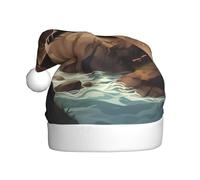 WHJHBD Seals under the cliff Printed Men's and Women Plush Christmas Hats Adult New Year Holiday Party Caps