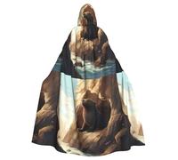 WHJHBD Seals under the cliff Printing Cape à capuche pour adulte avec nœud papillon pour fête costumée, cosplay