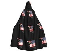 WHJHBD Soldat avec drapeau national imprimé Halloween Cape à capuche pour adulte avec nœud papillon pour fêtes costumées, cosplay