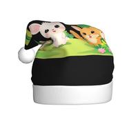 WHJHBD Un paradis heureux pour les petits animaux imprimés pour hommes et femmes chapeaux de Noël en peluche pour adultes chapeaux de fête du Nouvel An