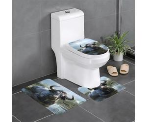 WHJHBD Water Buffalo Lot de 3 tapis antidérapants rectangulaires en forme de U et ovales pour toilettes, coiffeuse et baignoire 61 x 40,6 cm