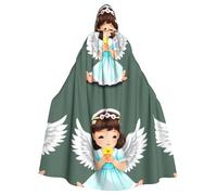 WHJSHOP Adorable petit ange imprimé Halloween adulte cape à capuche grande cape à capuche avec nœud papillon, sans fermeture éclair
