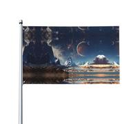 WHJSHOP Alien Planet Prints Drapeaux de décoration d'extérieur de 0,9 x 1,5 m - Bannière en polyester vif pour cour, terrasse, fête et plus encore