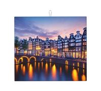 WHJSHOP Amsterdam Tapis de cuisine absorbant en microfibre super absorbante Motif vue nocturne