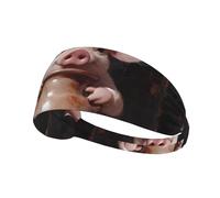 WHJSHOP Bandeau de sport avec imprimé cochon tenant un vase pour femme, bandeau élastique d'été résistant à la transpiration