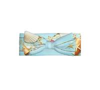 WHJSHOP Bandeau pour bébé avec nœud imprimé coquillages sur le thème de la plage - Accessoire doux et extensible pour nouveau-né fille de 0 à 6 mois - Cadeau adorable pour fête prénatale
