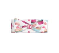 WHJSHOP Bandeau pour bébé avec nœud rose et imprimé beignets et cupcakes - Accessoire doux et extensible pour nouveau-né fille de 0 à 6 mois - Cadeau adorable pour fête prénatale