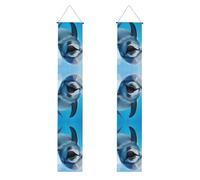 WHJSHOP Bannière de porche amusante avec motif de dauphin qui vous regarde, robuste, durable, lavable et réutilisable, décoration de remise de diplôme pour fêtes, cérémonies, portes d'entrée