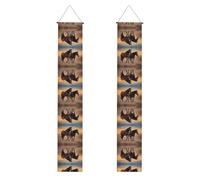 WHJSHOP Bannière de porche avec deux chevaux - Robuste, durable, lavable et réutilisable - Décoration de remise de diplôme pour fêtes, cérémonies, portes d'entrée