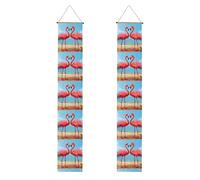 WHJSHOP Bannière de porche avec deux flamants roses - Robuste, durable, lavable et réutilisable - Décoration de remise de diplôme pour fêtes, cérémonies, portes d'entrée