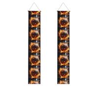 WHJSHOP Bannière de porche de remise de diplôme avec impression de flamme et de basket-ball sur le feu et l'eau - Robuste, durable, lavable et réutilisable - Décoration de remise de diplôme 30,5 x
